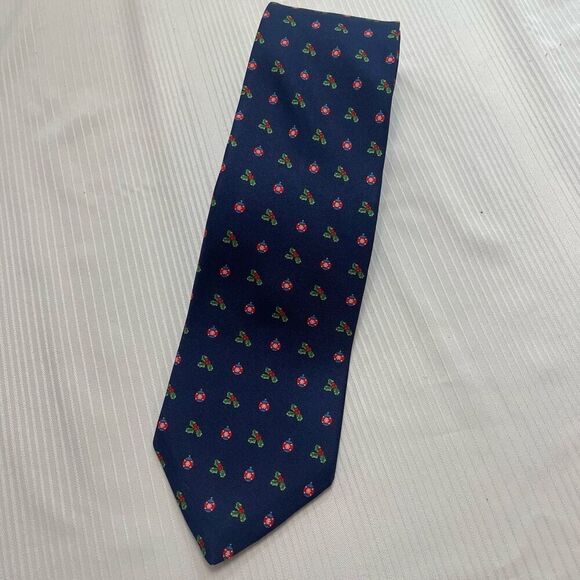 Brooks Brothers Makers Navy Blue Silk Christmas Tie Necktie - Picture 1 of 5